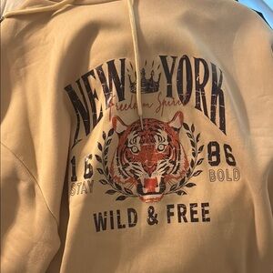Cream New York Graphic Sweater with Tiger Design